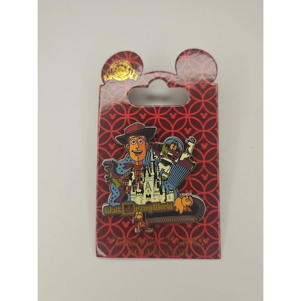 WDW Toy Story Characters with Castle Disney World Parks Pin Trading Woody Buzz